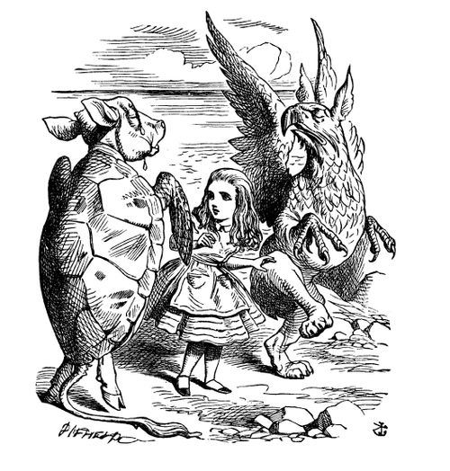 Alice in Wonderland - Alice with Gryphon and Mock Turtle