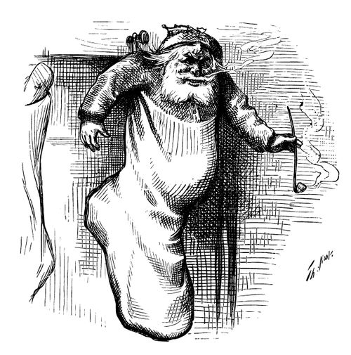Santa Claus Hanging in Stocking