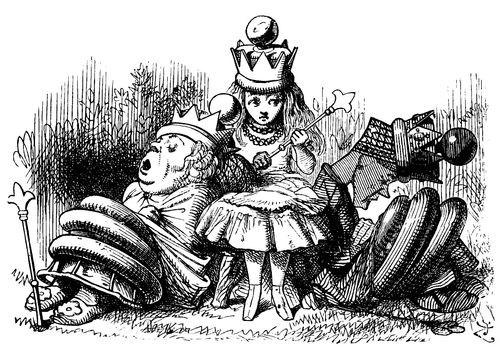 Through the Looking Glass - Queen Alice with Sleeping Red and White Queens