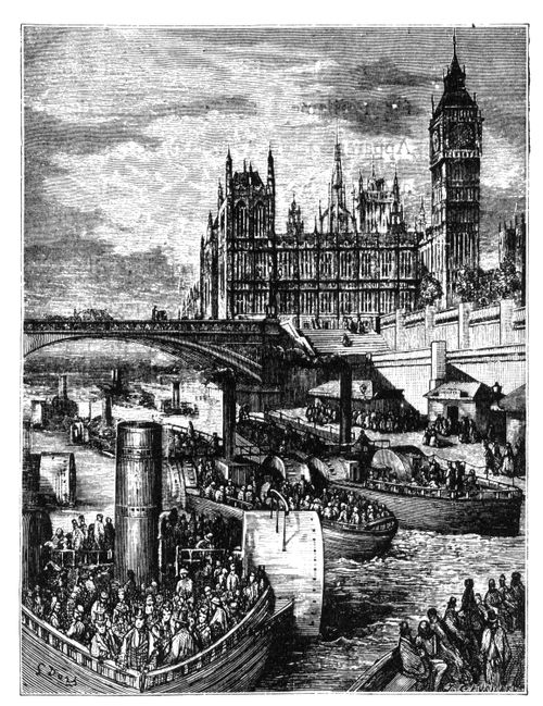 Oxford-Cambridge Boat Race,1870-Scene at London Bridge