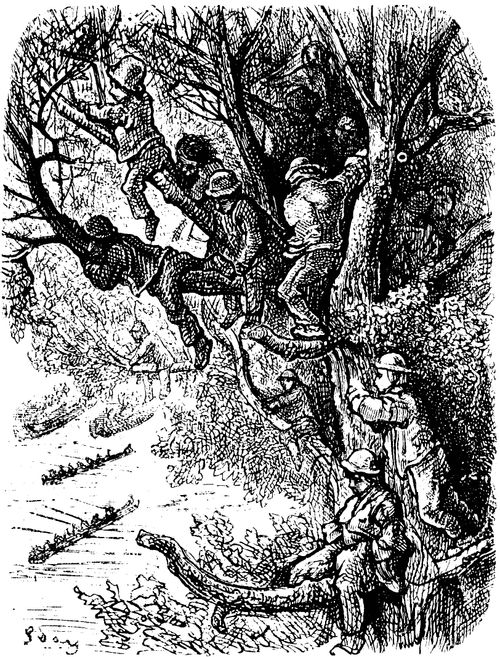 Oxford-Cambridge Boat Race,1870-Boys Observing from Trees