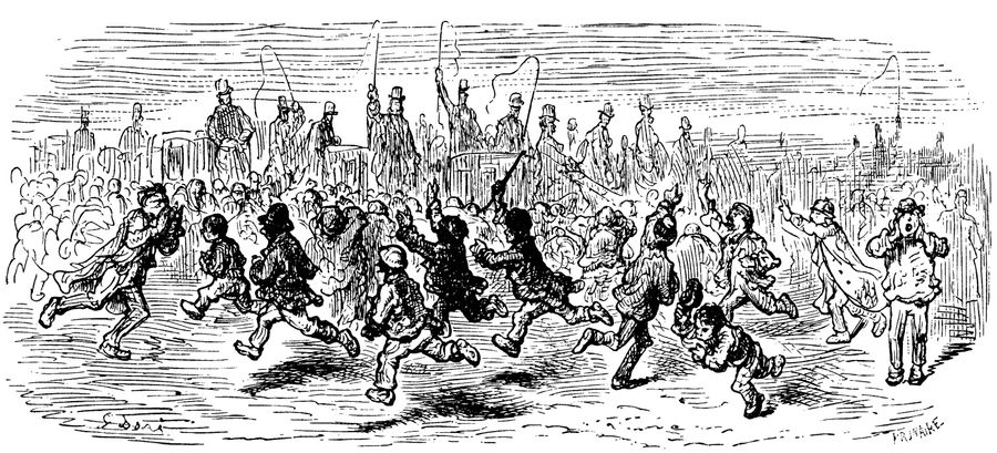 Oxford-Cambridge Boat Race, 1870 - Urchins Cheer the Carriages Home