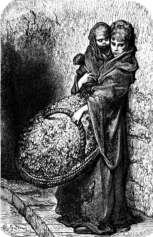 Flower Seller Girl with Baby