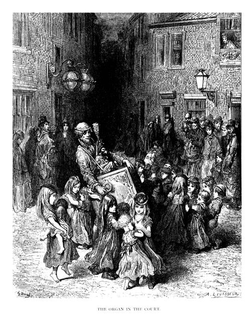 Street Organist in the East End Slums