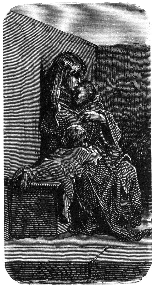 Homeless Woman Asleep with Children