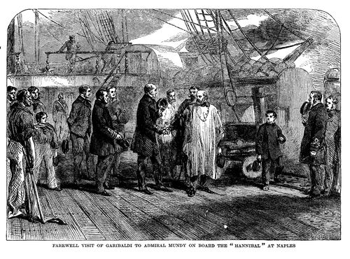 'Farewell Visit of Garibaldi to Admiral Mundy on Board the 'Hannibal' at Naples