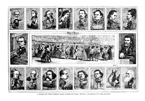 Caricatures of Political Figures Exhibited at the Opera Ball