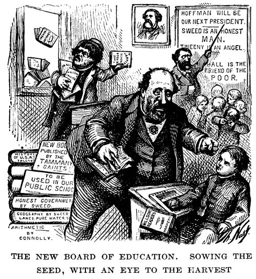 New York Corruption - The Tammany Ring orders the Board of Education to Destroy all Harper's Text-books