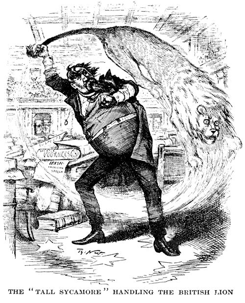 Senator Voorhees Handles the British Lion with his Irish American Speech