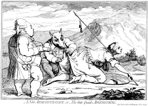 Fox-North Coalition: 'The State Quacks' (Fox and North) Administer an Enema to Brittania