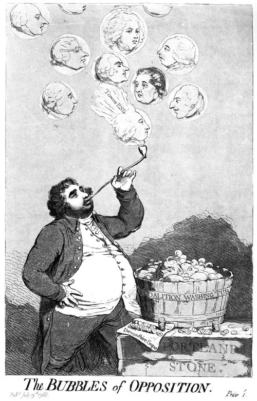 'The Bubbles of Opposition'- Charles James Fox 'Floats' his Candidate, Lord John Townshend