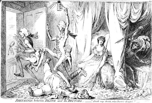 Brittania Left Exposed to Napoleon by Squabbling Pitt, Addington and Fox