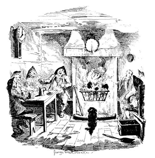 Sketches by Boz - Coal-Heavers Drinking in Scotland Yard Pub