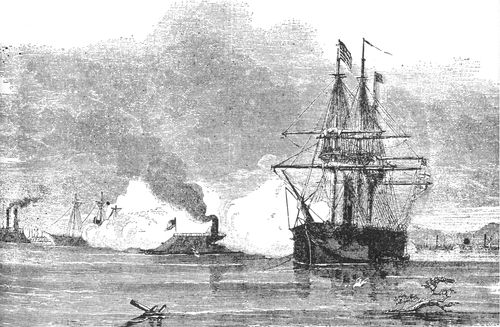 Confederate Ram Arkansaw Cuts Through Union Fleet at Vicksburg