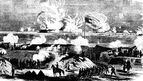 Union Ironclad Fleet Bombards Fort Sumter, Charleston Harbour