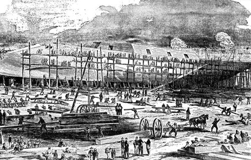 The 'Dunderburg' (then Largest Warship in the World) in William H Webb's Shipyard