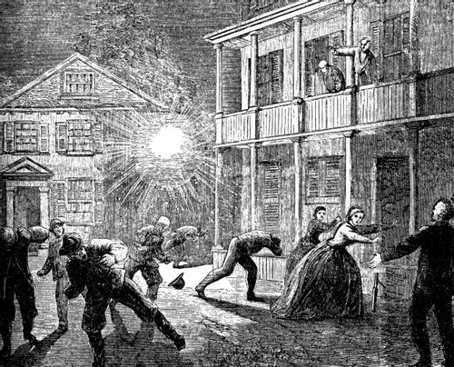 Siege of Charleston - Bursting of a Shell on Streets of Charleston