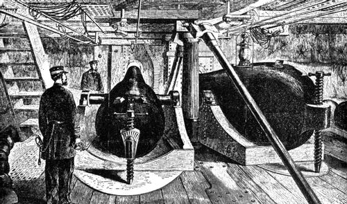 Interior of the Turret of the Monitor Montauk- Rifled Shell Gun Left, Cannon Right