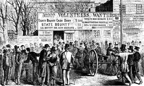 Recruiting for the War- Recruitment 'tents' Outside City Hall, NY