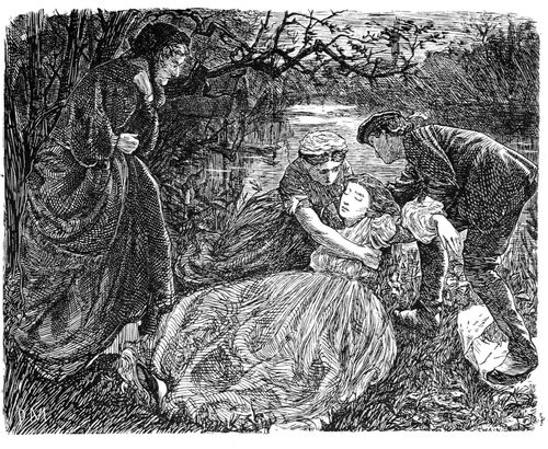 Illustration for 'The Notting Hill Mystery'. (woman pulled out of the river).