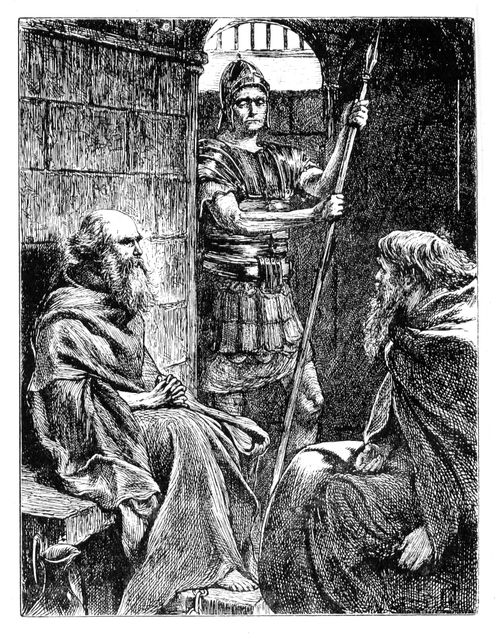 Saint Paul in a Roman prison cell with Onesimus.