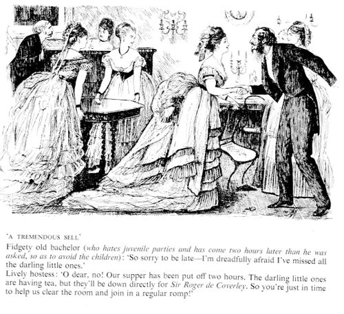 Rude bachelor at victorian dinner party.