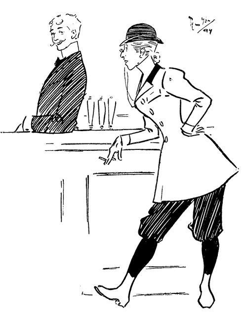 Victorian woman at a bar.