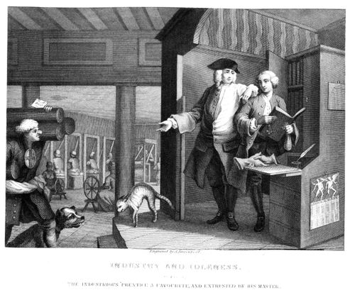 Industry and Idleness - The industrious apprentice a favourite, and entrusted by his master.
