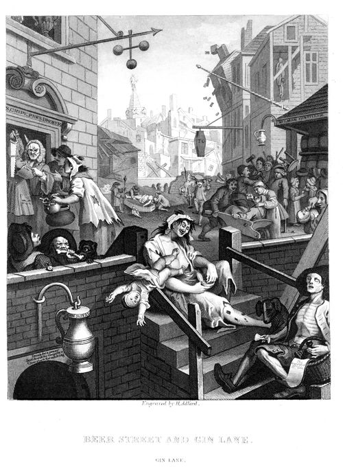 Beer street and Gin lane - Gin lane.