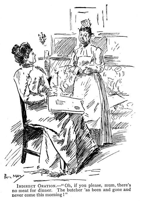 Maid Explaining to the Lady why there is no Meat