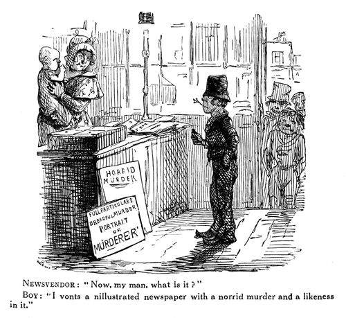 Boy Requesting Illustrated Newspaper with a Murder in it