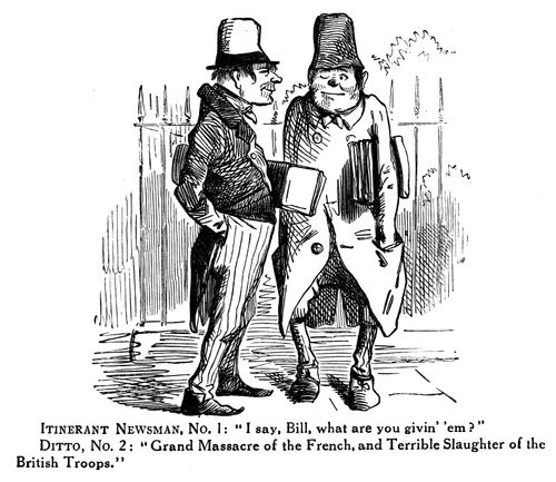 Newsmen discuss the Massacre of the French and the Slaughter of British Troops -