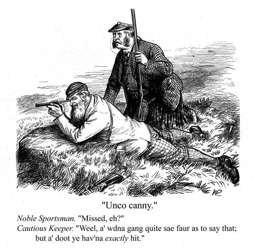 Two huntsmen examining their previous shot.