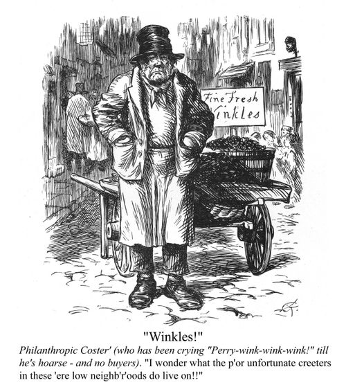 A street salesman selling winkles.