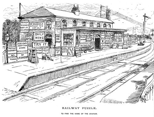 A railway station covered in advertising.
