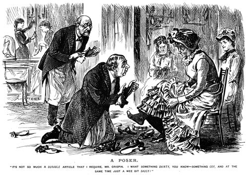 A women in a shoeshop.