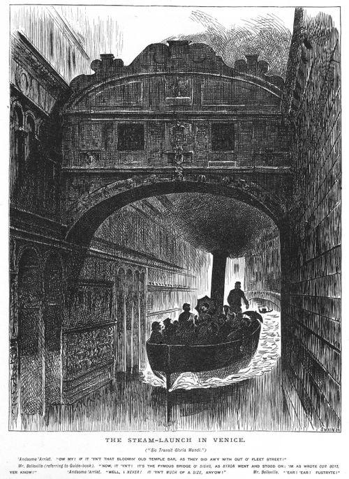 A steam-powered tourist boat in a canal in Venice
