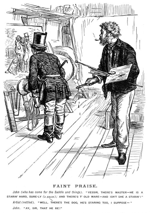 A gentleman inspecting a painting.