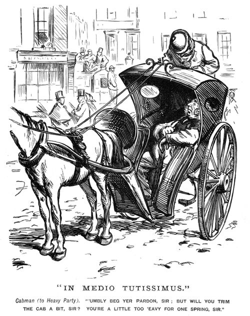 A cab driver requesting that a heavy passenger sit in the middle of the cab