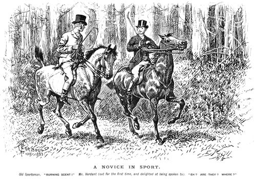 Two hunters following a burning scent