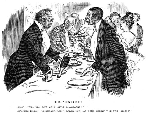 A guest at a dinner party requesting some champagne