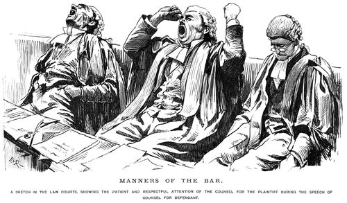 Three tired gentleman in a courtroom.
