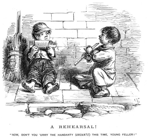 Two boys rehearsing,