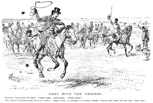 A group of hunters after a hare