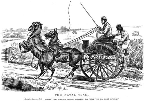 Two sailors riding in a carriage