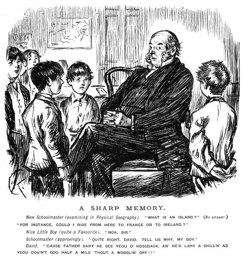 A new schoolmaster testing students on geography