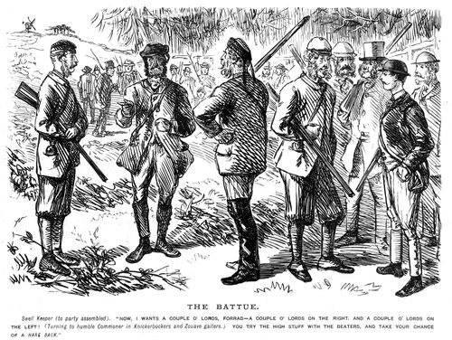 Some gentlemen preparing for a hunt