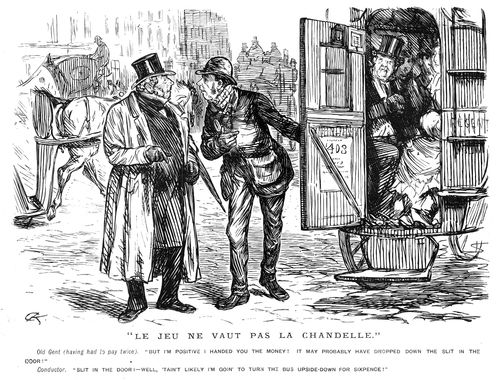 A passenger and a bus conductor
