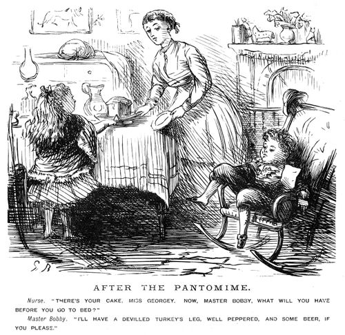 A nursemaid looking after two children