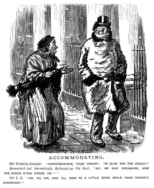 An old lady asking for a christmas donation